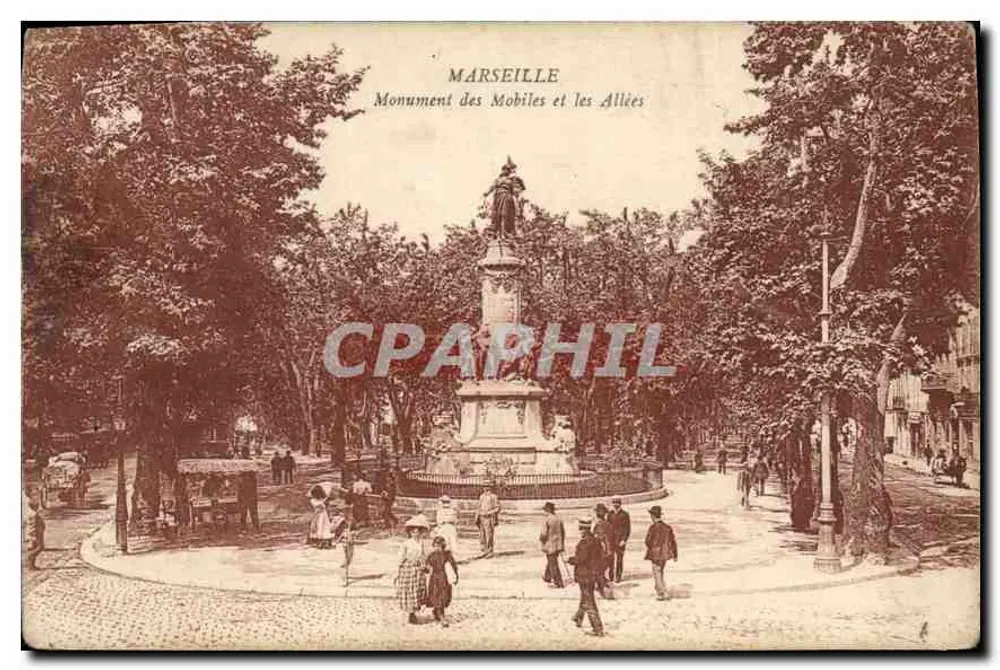 Marseille — Monument des Mobiles und die Allées — kein Verleger und keine sichtbare Nummer - Vorderseite