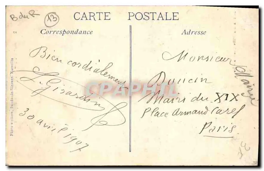 Marselha - Igreja das Reformadas — Edição das Novas Galerias, n°2 - Verso