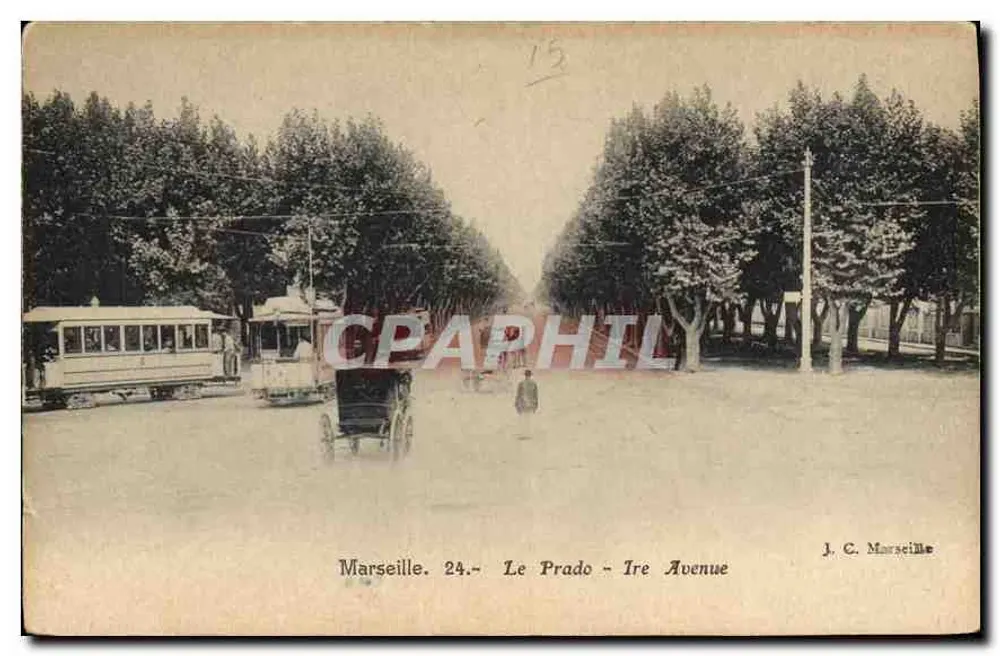 Marsiglia. 24.- Le Prado - Prima Avenue — J. C. Marsiglia - Recto