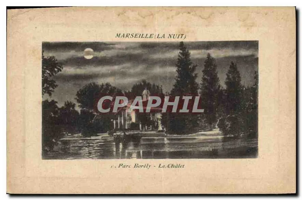 Marseille (La Nuit) — Parc Borély - Le Châtelet, éditeur impr. sur la carte - Recto