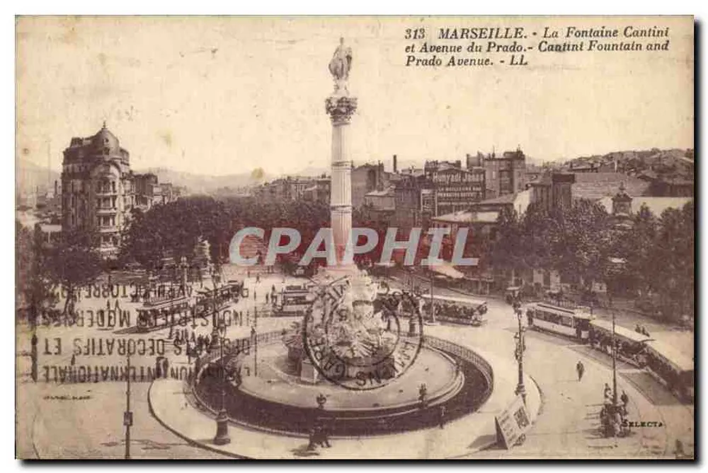 Marseille - Fontaine Cantini und Avenue du Prado - LL - Vorderseite