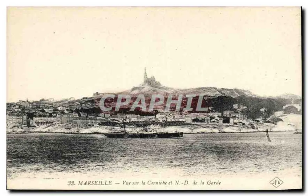 Marseille — Ansicht der Corniche und N.-D. de la Garde — JFE - Vorderseite