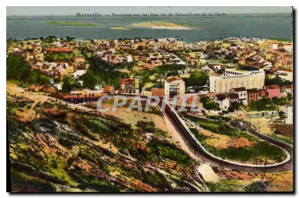 Marseille — Panorama der Inseln vom Notre-Dame de la Garde aus gesehen - Vorderseite
