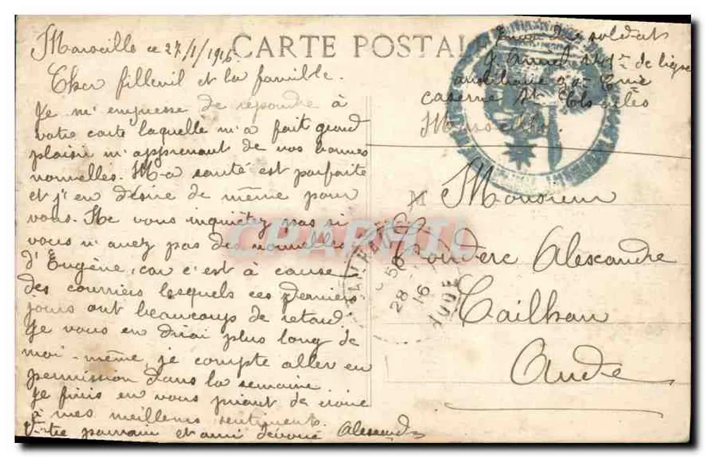 Marseille — Jardin de la Colline Puget — Éditeur EL. n° 112 - Verso