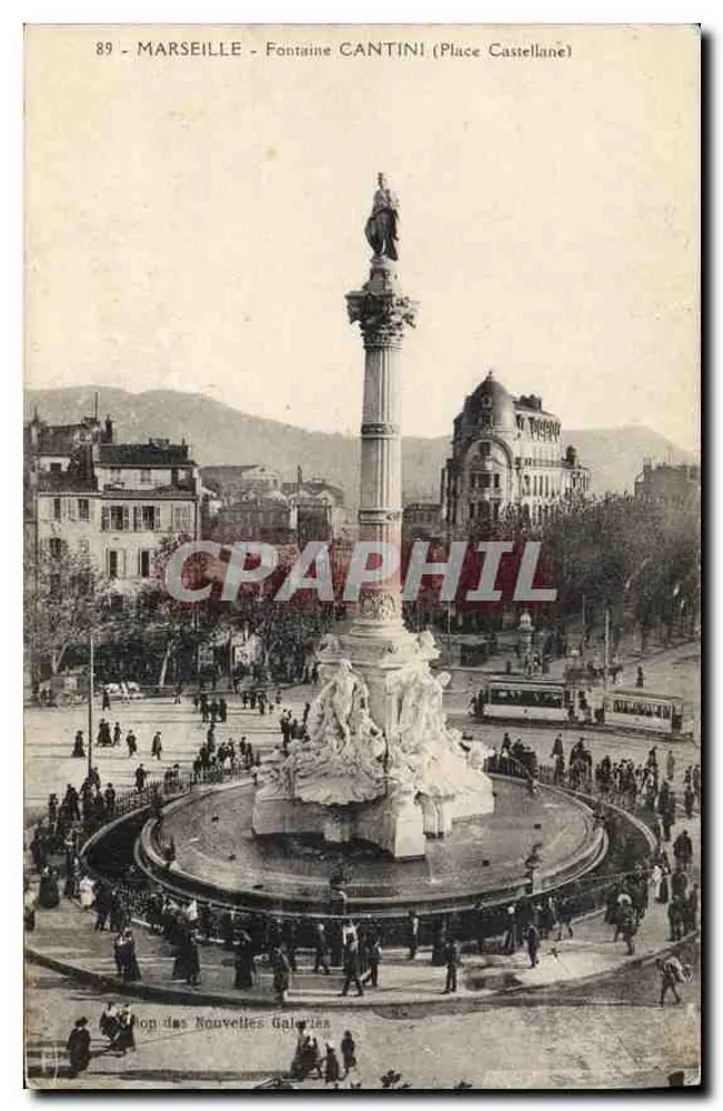 Marselha - Fonte Cantini (Praça Castellane) — editor 'Chon das Novas Galerias' — n° 89 - Frente