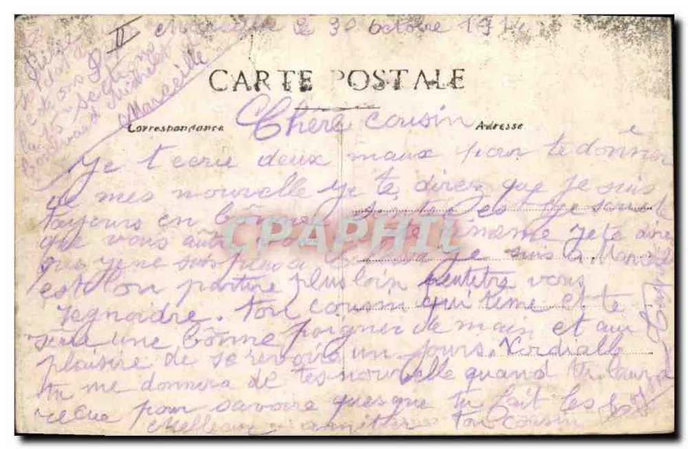 Marselha - Fonte das Dampièdes — Bilhete postal antigo CPHIL - Verso