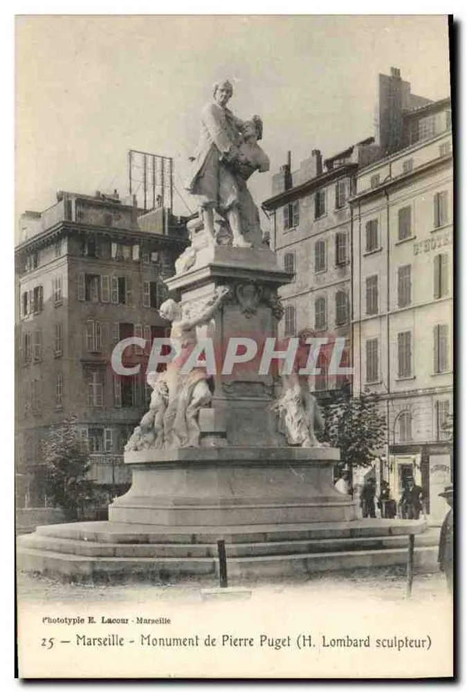 Marseille - Pierre Puget Denkmal (Sculptor H. Lombard) — Phototype E. Lacour - Marseille - Vorderseite