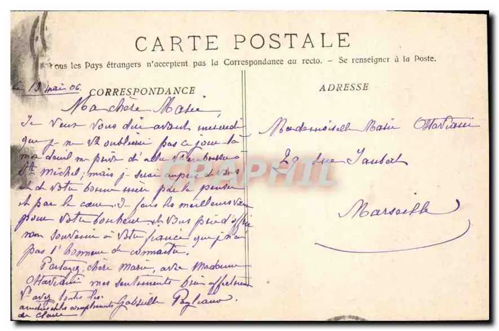 Marseille - A Caixa de Economia — editor anônimo, n° 3552 - Verso