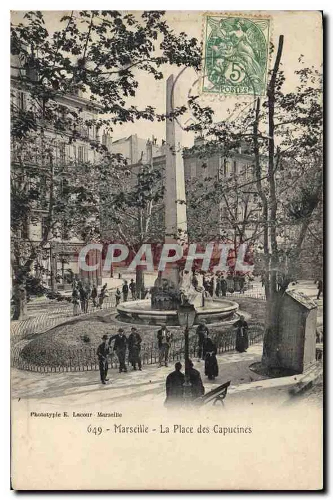 Marselha - A Praça dos Capuchinhos — Fototipo E. Lacour, n°649 - Frente
