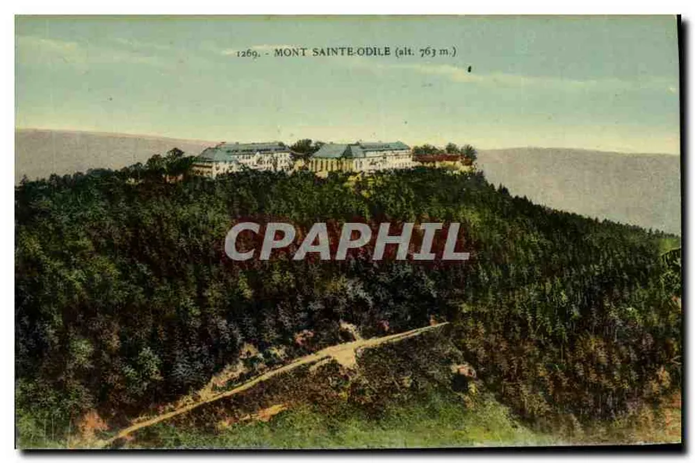 Mont Sainte-Odile — widok panoramiczny klasztoru na szczycie — wydawca Cartes La Cigogne, Strasbourg - Awers
