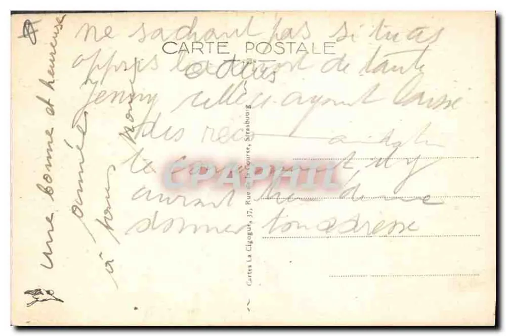 Mont Sainte-Odile — widok panoramiczny klasztoru na szczycie — wydawca Cartes La Cigogne, Strasbourg - Rewers