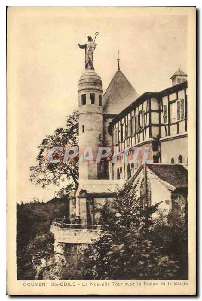Kloster Ste-Odile - Die Neue Turm mit der Statue der Heiligen - Vorderseite