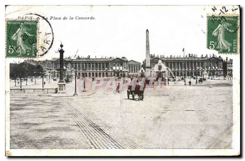 Paris — A Praça da Concórdia — editor não identificado, número de série não visível - Frente