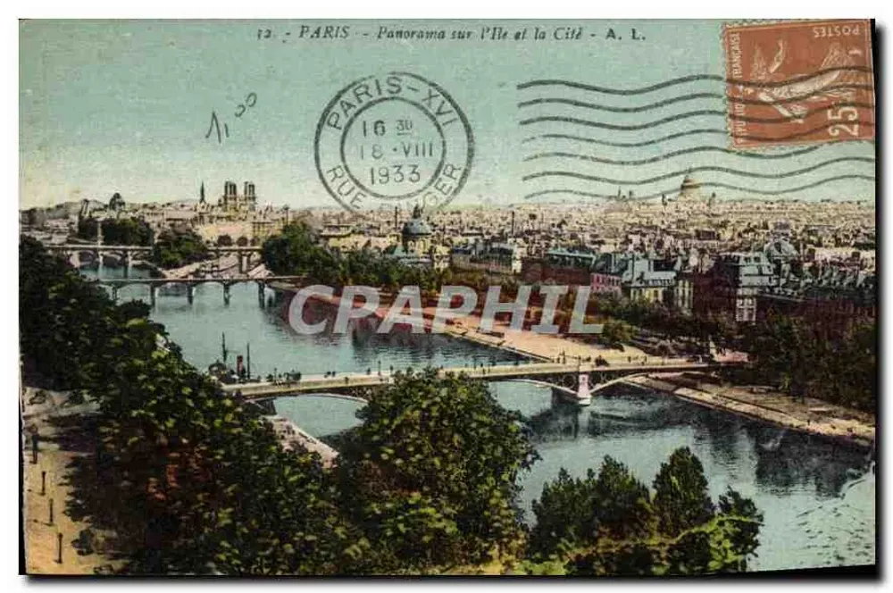 Parijs - Panorama over de Eiland en de Cité - A. L. - Voorkant