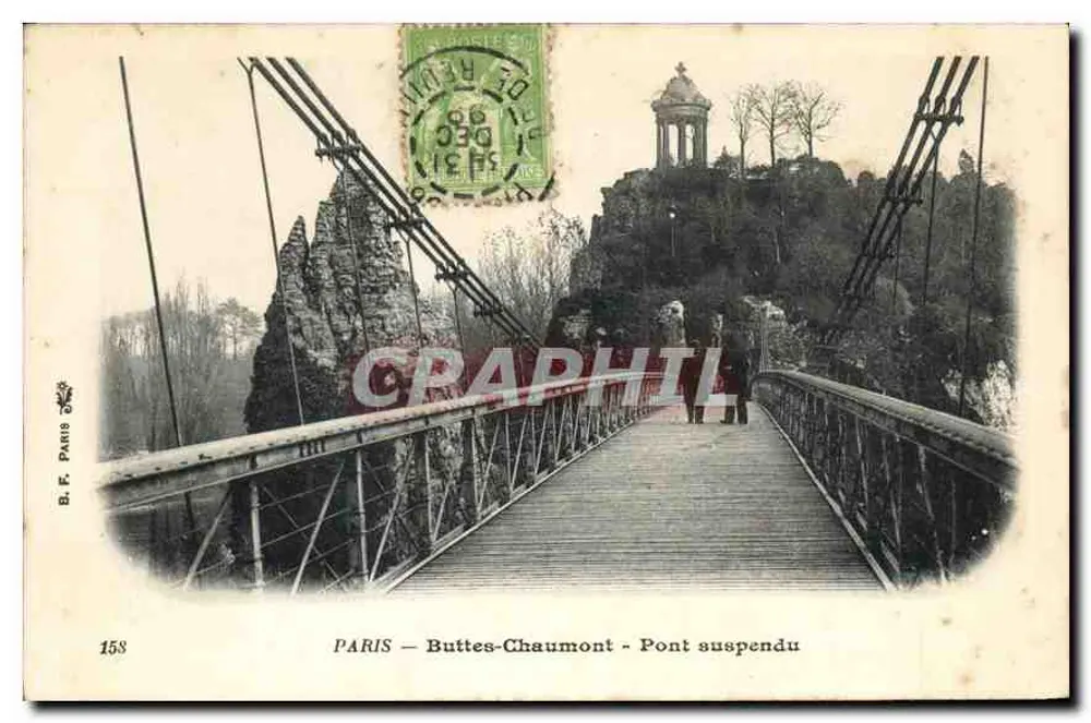 Paris — Buttes-Chaumont — Ponte suspensa — B.F. Paris 158 - Frente
