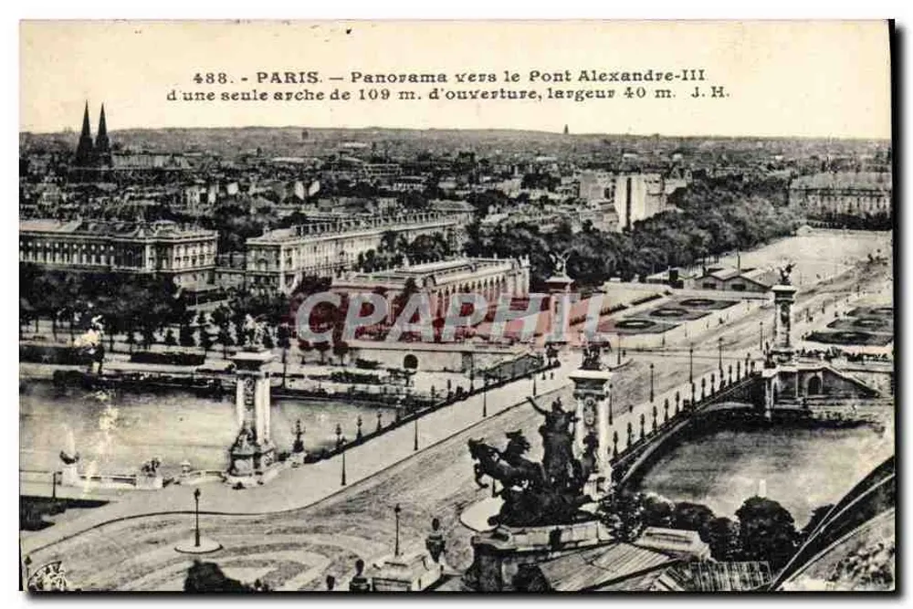 Paris — Panorama em direção ao Ponte Alexandre-III — J.H. editor, n° 488 - Frente