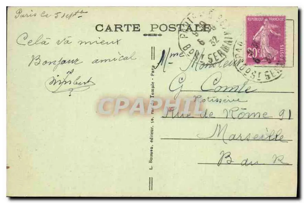 Paris — Panorama em direção ao Ponte Alexandre-III — J.H. editor, n° 488 - Verso