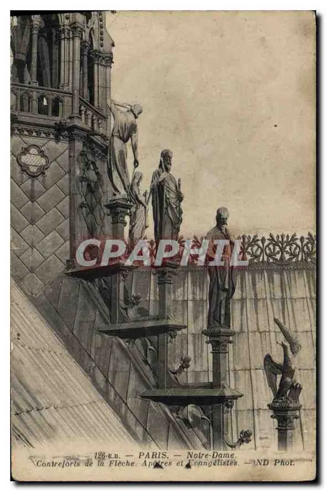 Paris — Notre-Dame. Stützen der Spitze. Apostel und Evangelisten — ND Phot. - Vorderseite