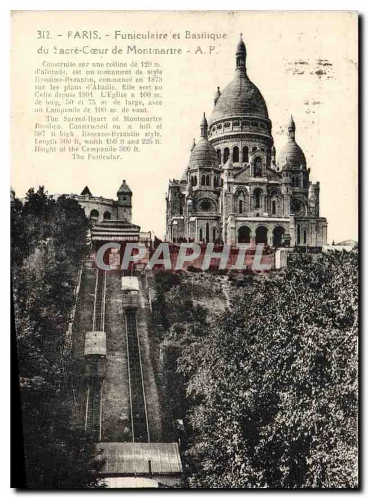 Paris - Seilbahn und Basilika des Heiligen Herzens von Montmartre - A.P. - Vorderseite