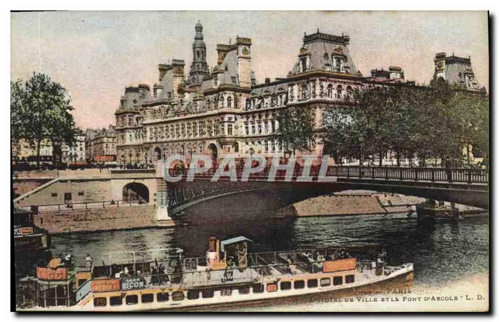 Hôtel de Ville und der Pont d'Arcole — Paris — Verlag L. D. - Vorderseite