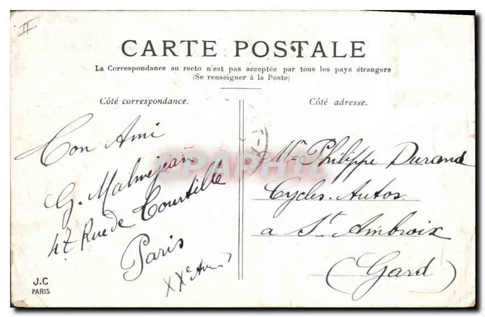 PARIS — A Coluna Vendôme — J.C. Paris - Verso