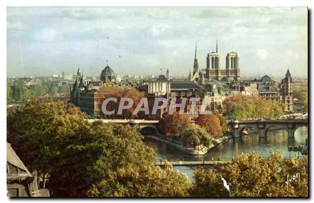 Paris — Panorama sur Notre-Dame et la Cité — Draeger, imp. C.K. 21 - Recto