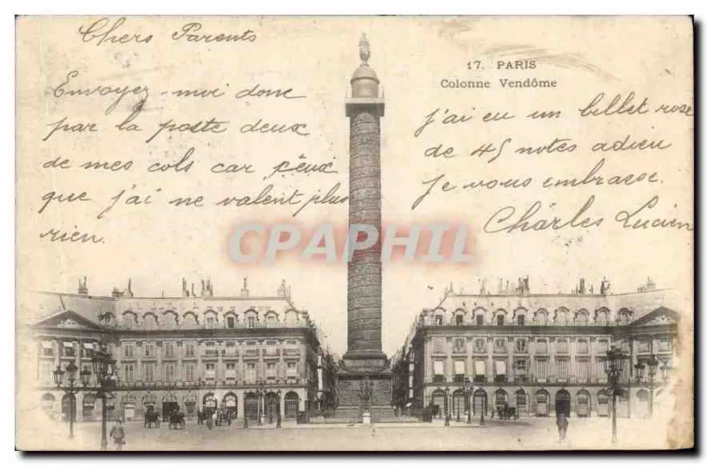 Vendôme Sütunu — Paris — Bilinmeyen Yayımcı, No 17 - Ön yüz