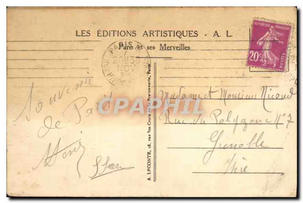 Paris - Rue de Rivoli — Rivoli Street — A. L. - Verso