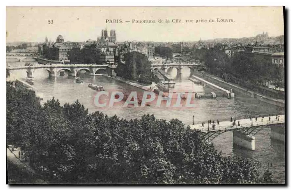 Paris — Panorama der Cité, Ansicht vom Louvre — Nr. 53 - Vorderseite