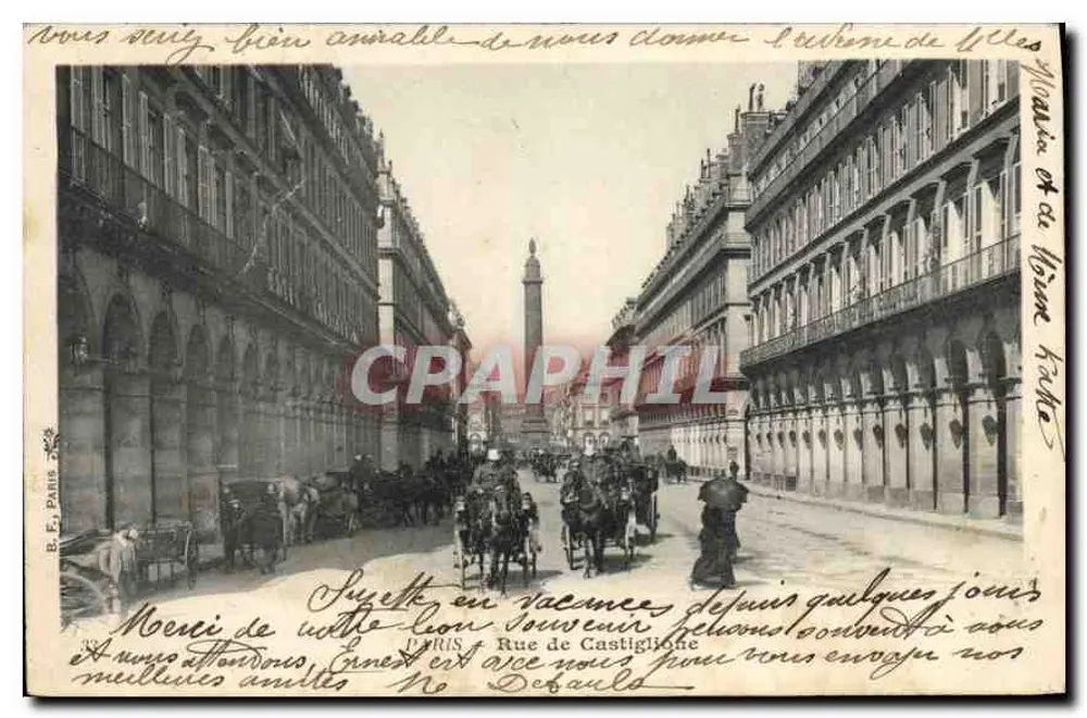 Paris - Rue de Castiglione — vista do Obélisco da Place de la Concorde — B. E. Paris - Frente