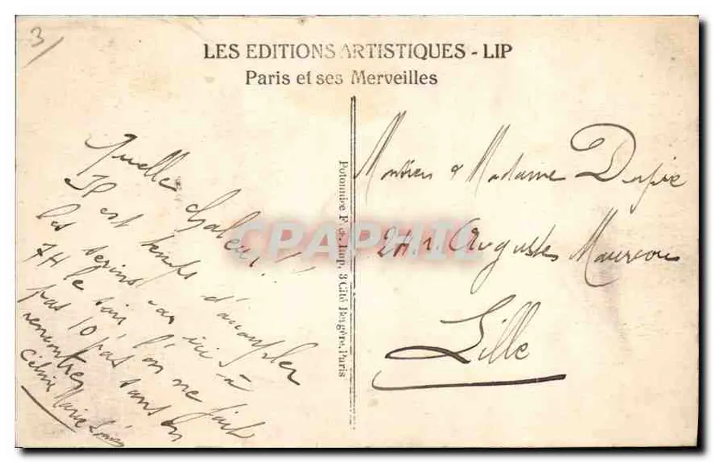 Paris - Die Avenue du Bois de Boulogne — Verlag LIP, Nr. 219 - Rückseite