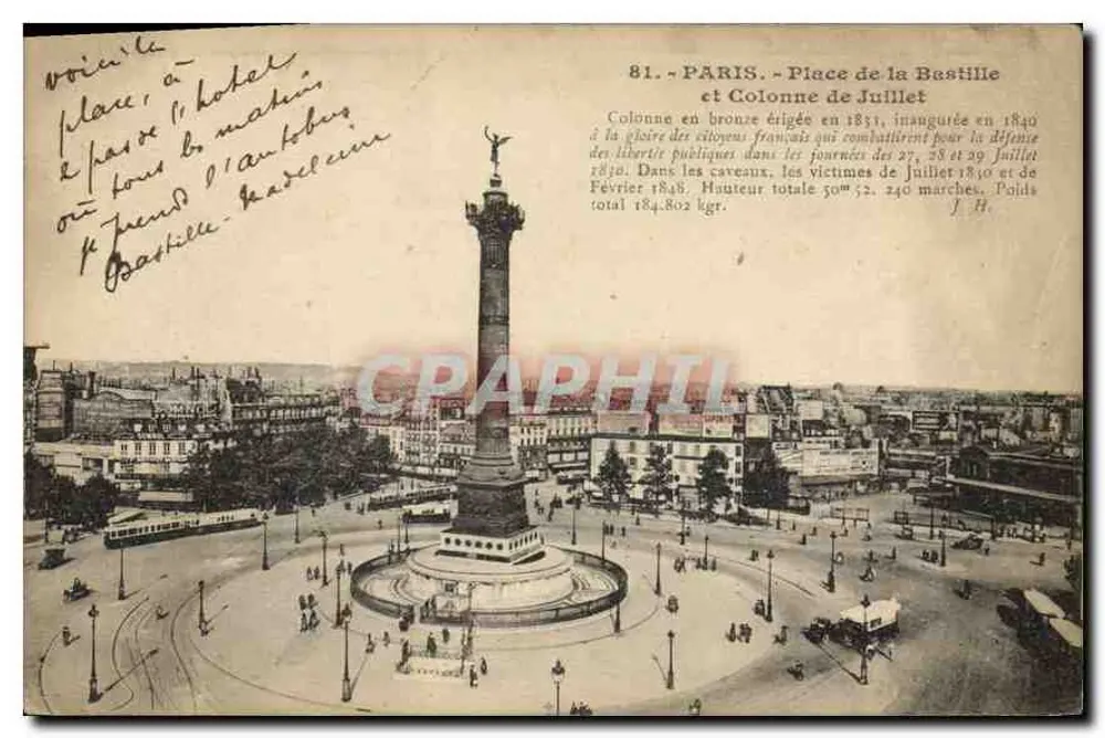 Paris - Place de la Bastille und July-Säule — Verlag J.H. n°81 - Vorderseite