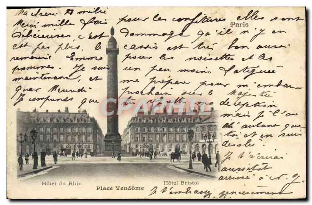 Place Vendôme — Hotel do Reno e Hotel Bristol — Paris - Frente