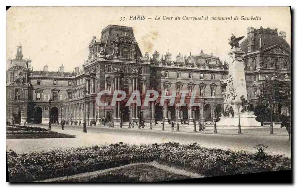 Paris — La Cour du Carrousel et monument de Gambetta — Imp. Phot. L'Abeille, Asnières - Recto