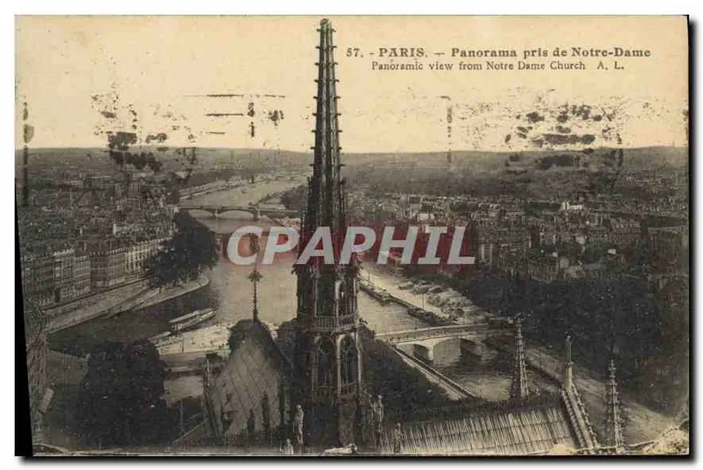 Paris — Panorama tirado da Catedral de Notre-Dame — A. L. - Frente