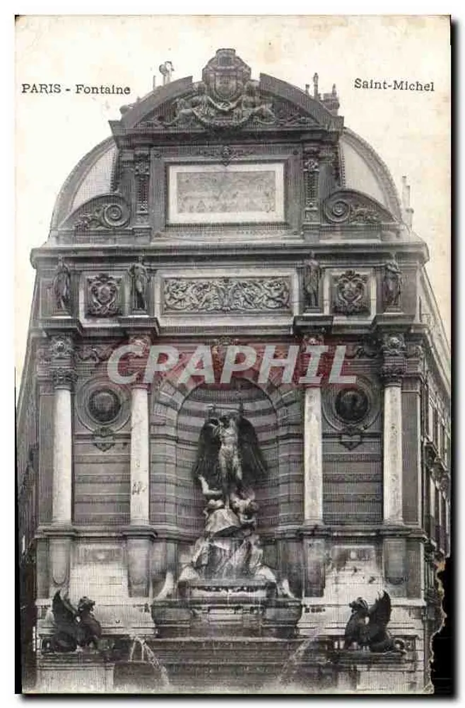Paris - Fontaine Saint-Michel — vista arquitetônica — editor não identificado - Frente