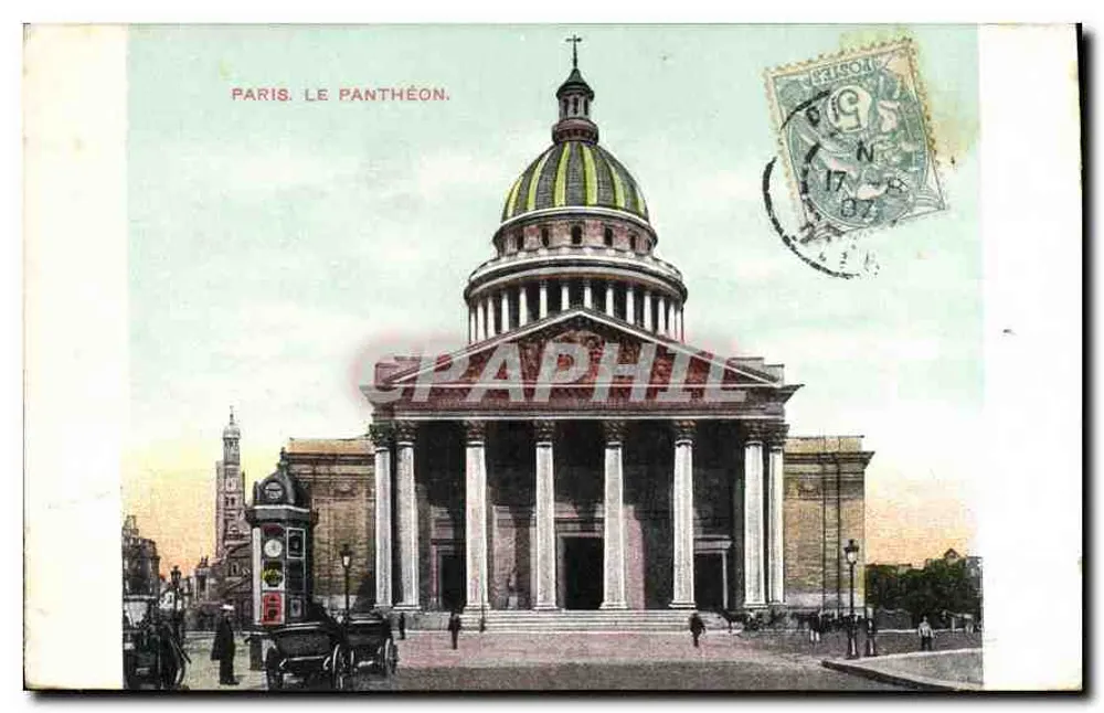 Paris. O Panteão — vista do edifício com cúpula e colunatas — editor não visível - Frente