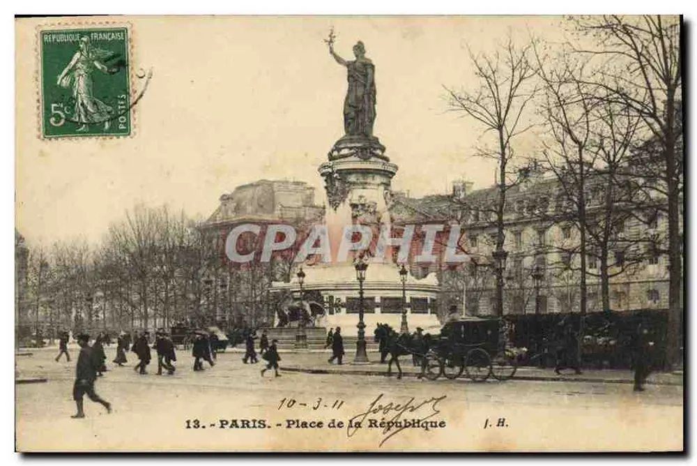 Paris - Place de la République — estátua da República — J.H. editor, n°13 - Frente