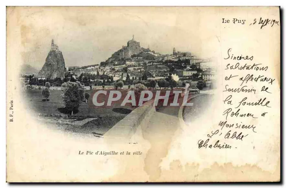 Le Puy — Der Pic d'Aiguilhe und die Stadt — B. E., Paris - Vorderseite