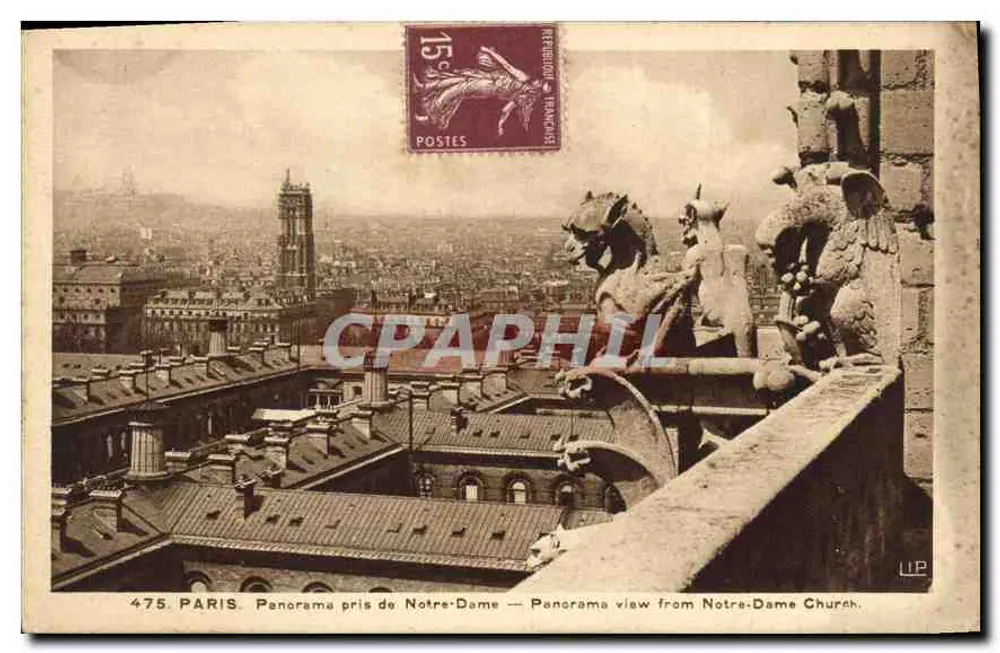 Parijs — Panorama van de Kathedraal van Notre-Dame — uitgever LIP, n° 475 - Voorkant