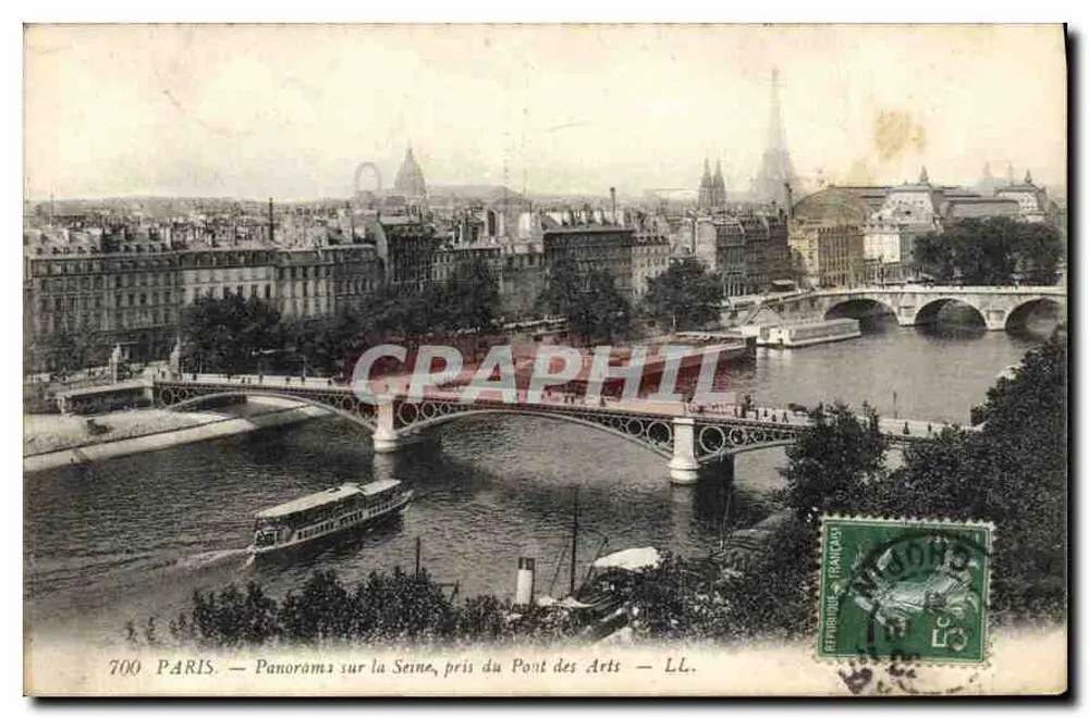 PARIS — Panorama über die Seine, aufgenommen vom Pont des Arts — LL. - Vorderseite