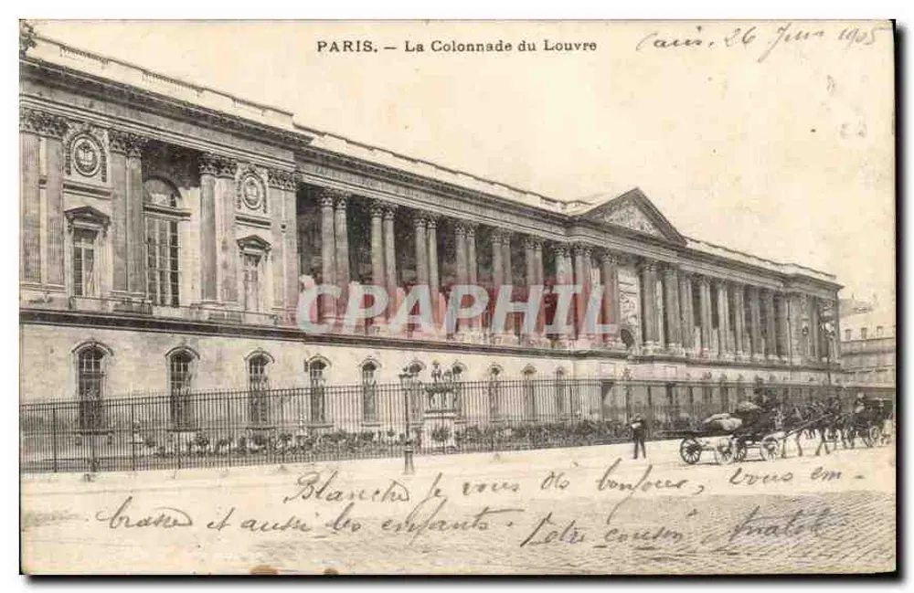 PARIS — A Colunata do Louvre — Editor não identificado, número de série não visível - Frente