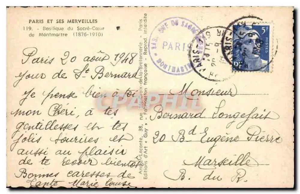 Basilika des Heiligen Herzens — Montmartre — Kunstausgabe « Guy » n°119 - Rückseite