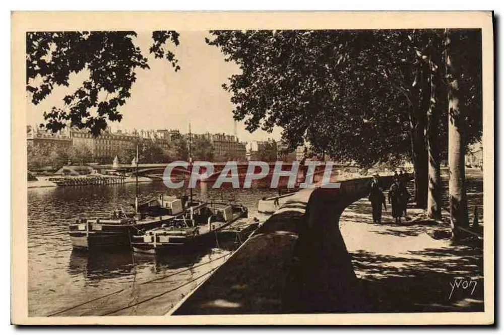 Paris. Spaziergang — Ufer der Seine am Louvre-Quai — Kunstausgabe YVON - Vorderseite