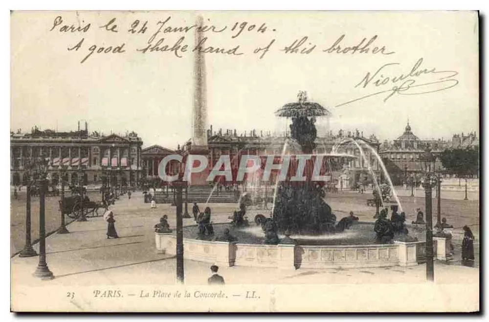 Paris — A Praça da Concórdia — editor L.I. n°23 - Frente