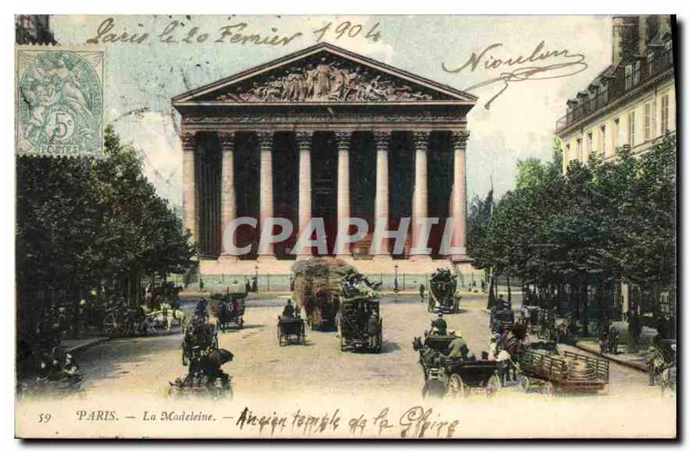Paris - A Madeleine — Antigo templo da Glória — N°39, editor desconhecido - Frente