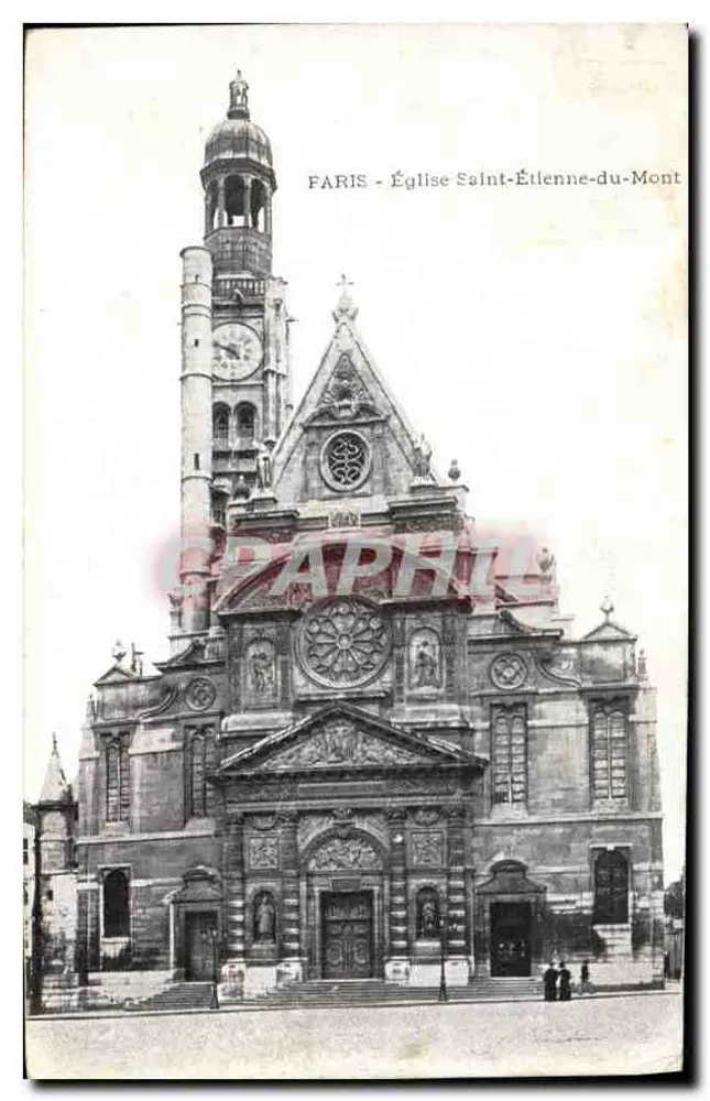 Paris - Igreja de Saint-Étienne-du-Mont — vista da fachada com torre e rosácea - Frente