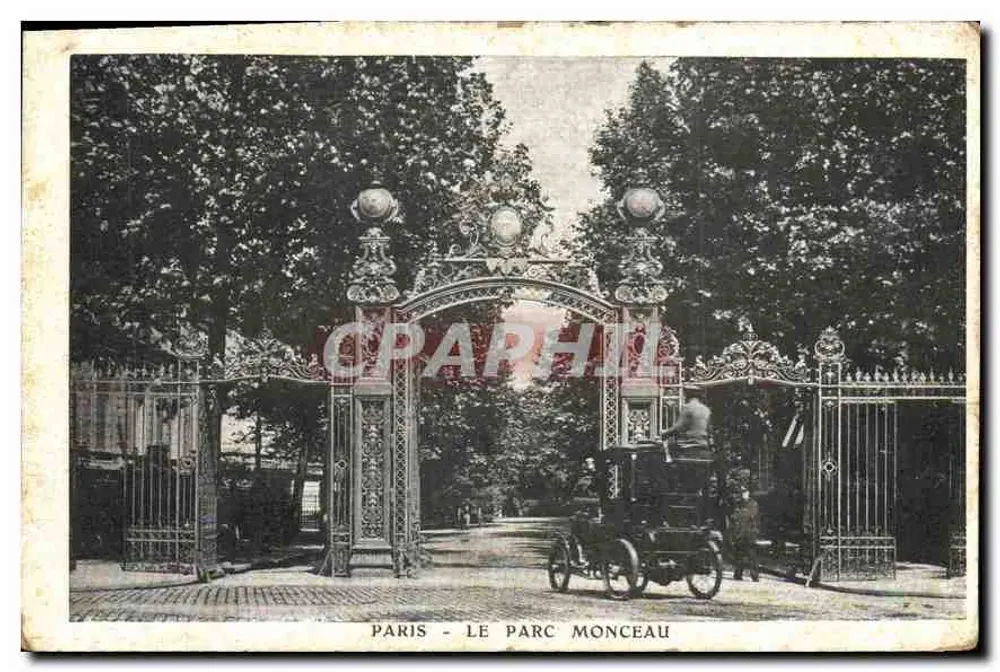 Paris - O Parc Monceau — entrada decorada, carro antigo — Imp. N. Schweizer & Cie, Paris - Frente
