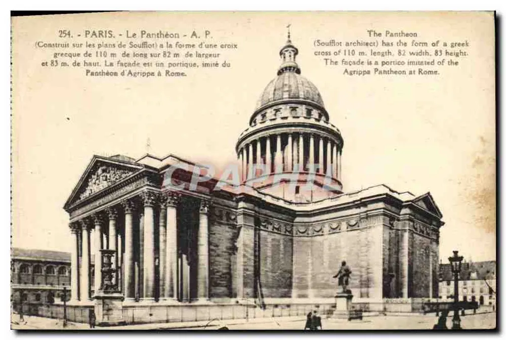 Paris - A Vista do Panteão — A.P. n°254, editor Papeghin, Tours - Frente