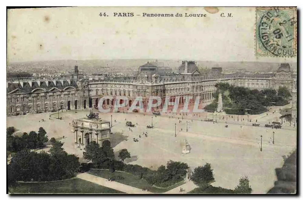 Paris – Panorama do Louvre — Bilhete postal moderno n°44 - Frente